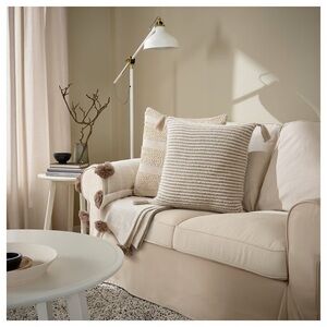 Beige and Cream Striped Throw Pillows